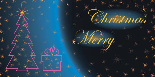 Χριστουγεννιάτικη Κάρτα Μπλε Ροζ Κίτρινες Αποχρώσεις — Διανυσματικό Αρχείο