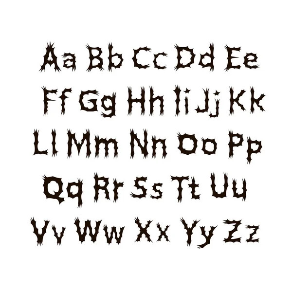 Αλφάβητο Γραμματοσειρά Αφηρημένη Γραμματοσειρά Ασπρόμαυρη Γραμματοσειρά Στυλ Halloween — Διανυσματικό Αρχείο
