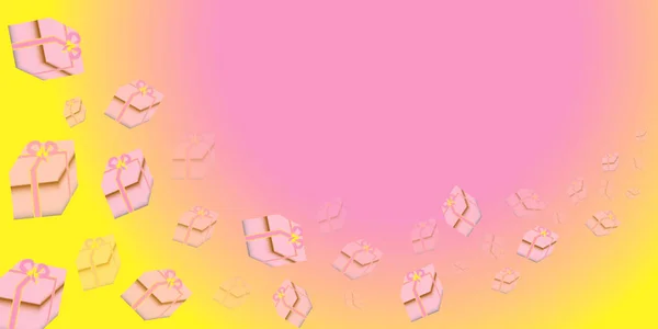 Gift Boxes Pinkish Yellow Gradient — 스톡 벡터