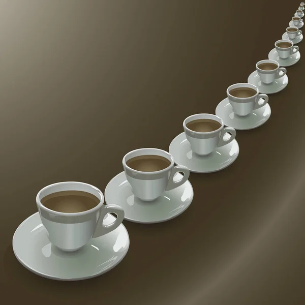 Cups Arranged Row Brown Gradient — Stock Vector