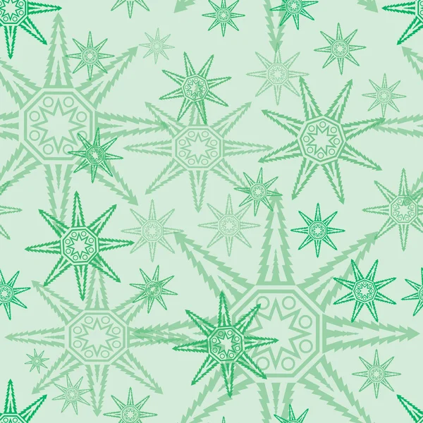 Kreatives Vektordesign Grüner Geometrischer Schneeflocken Auf Grünem Hintergrund — Stockvektor