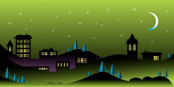 夜の街の創造的なベクトル図 — ストックベクタ