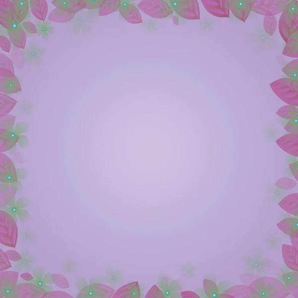 緑の葉を背景にピンクの花を咲かせ — ストックベクタ