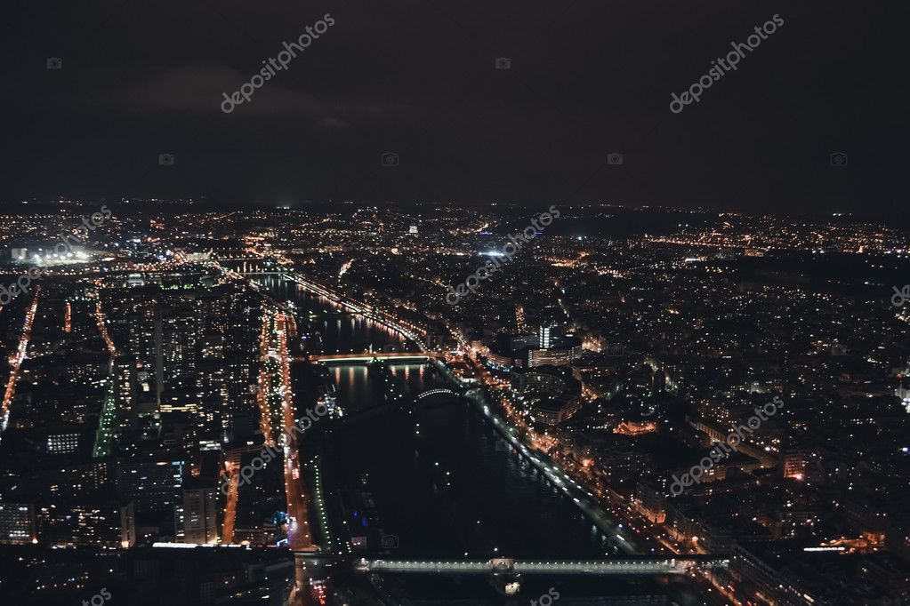 Paris France Aerial View Og A Night City From The Eiffel Tower