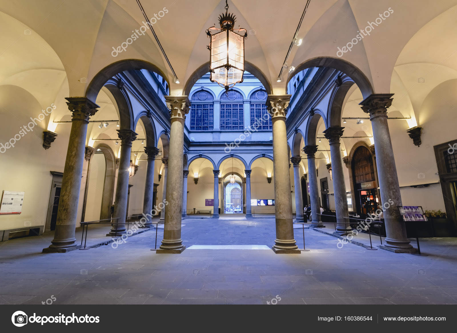 FLORENCE, ITALY - CIRCA JUNE 2017: arches and columns of Inner ...