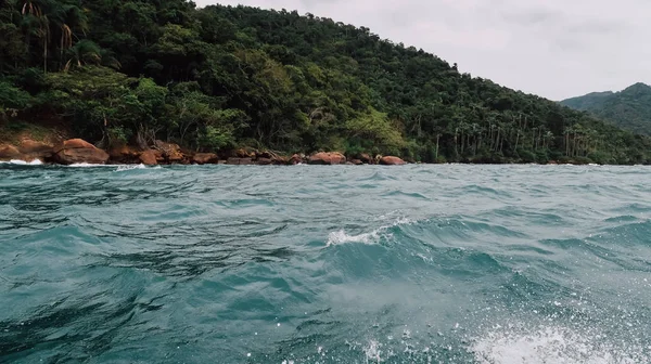 Ilha Grande Brazil Circa September 2019 Splashes Sea Speed Boat — Stock Photo, Image