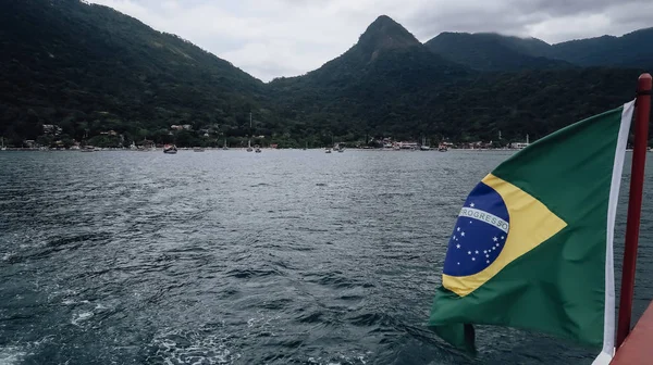 Ilha Grande Brazílie Circa Září 2019 Brazilská Vlajka Lodi Přírodní — Stock fotografie
