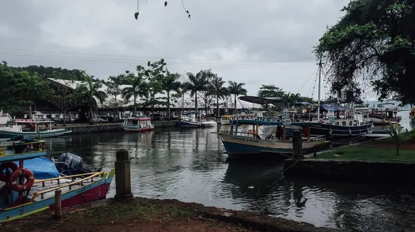 Paraty Brazílie Circa Září 2019 Lodě Kanálu Historickém Centru Starého — Stock fotografie