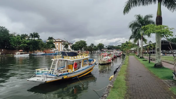 Paraty Brazílie Circa Září 2019 Lodě Kanálu Historickém Centru Starého — Stock fotografie