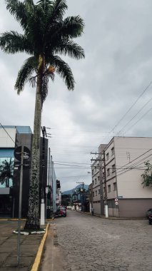 Ubatuba, Brezilya - Eylül 2019: Sao Paulo eyaletinin Atlantik kıyısında Ubatuba şehrinin merkezinde bir sokak.