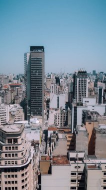 SAO PAULO, BRAZIL - CIRCA SEPTEMBER 2019: aerial view of downtown of Sao Paulo from top of Martinelli Building on a sunny day.