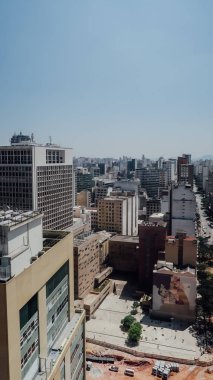 SAO PAULO, BRAZIL - CIRCA SEPTEMBER 2019: aerial view of downtown of Sao Paulo from top of Martinelli Building on a sunny day.
