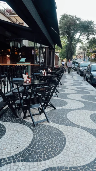 Sao Paulo Brazil Circa September 2019 Black Tables Chairs Outdoor — Stok fotoğraf