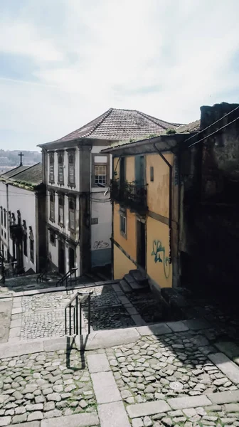Porto Portogallo Marzo 2020 Stradina Con Facciate Tradizionali Portoghesi Nel — Foto Stock