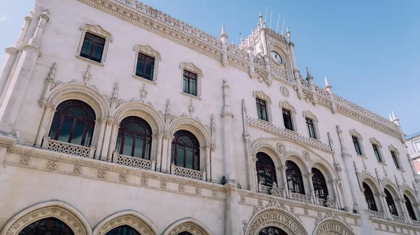 Lisbon Portugal March 2020 Neo Manueline Facade Rossio Railway Station — Stock Photo, Image