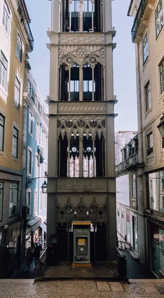 Lisbon Πορτογαλια Μαρτιου 2020 Διάσημη Santa Justa Lift Στην Ιστορική — Φωτογραφία Αρχείου