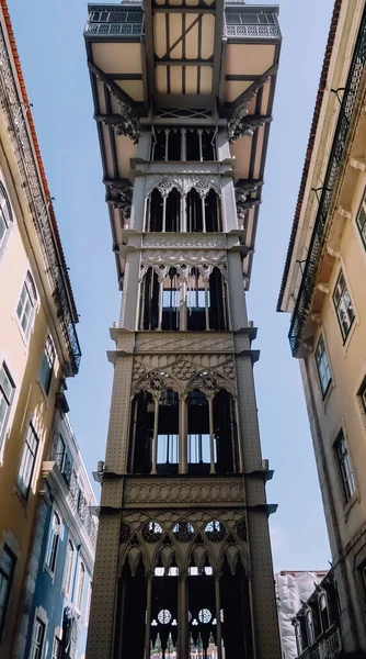 Lisboa Portugal Março 2020 Famoso Elevador Santa Justa Centro Histórico — Fotografia de Stock