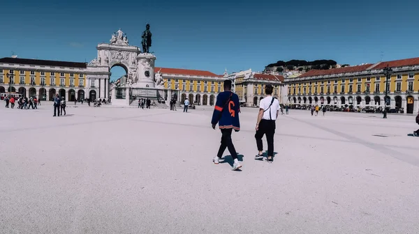 Lisboa Portugal Março 2020 Praça Pública Vazia Praca Comercio Centro — Fotografia de Stock