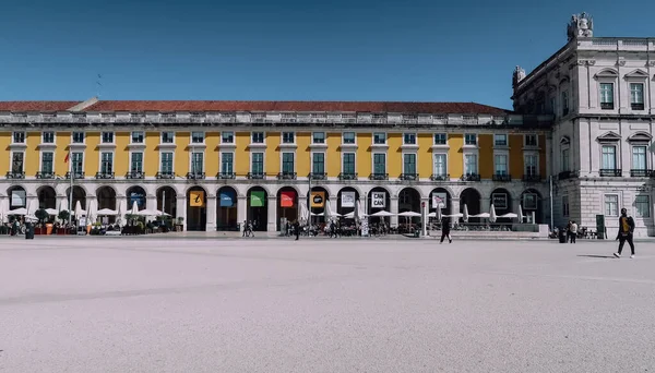 Lisbon Portugal March 2020 Empty Praca Comercio Public Plaza Facade — Stock Photo, Image