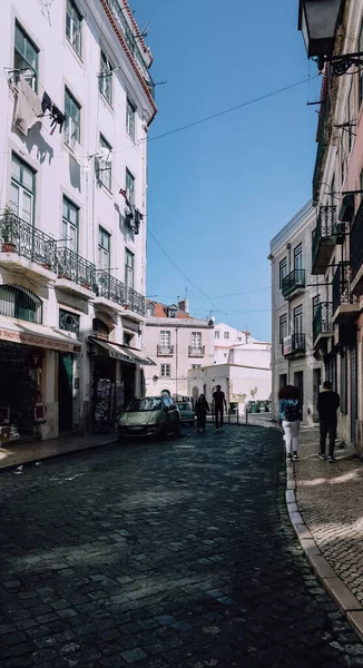 Lisbona Portogallo Marzo 2020 Strade Strette Vuote Nel Centro Storico — Foto Stock