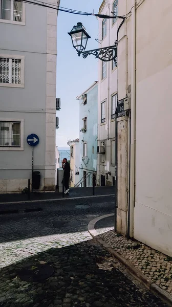 Lisbon Portugalsko Březen 2020 Prázdné Úzké Uličky Historickém Starém Městě — Stock fotografie