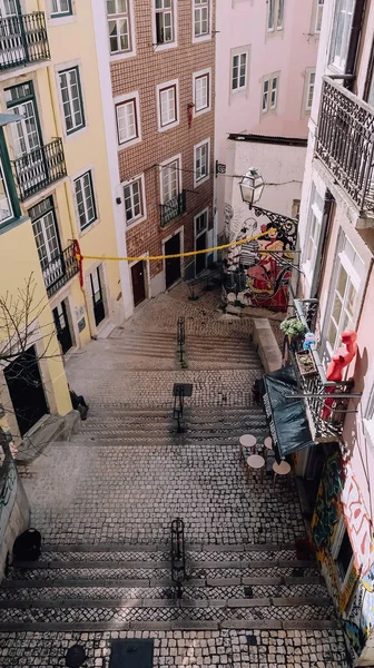 Lisbon Portugalsko Března 2020 Prázdné Úzké Uličky Historickém Starém Městě — Stock fotografie