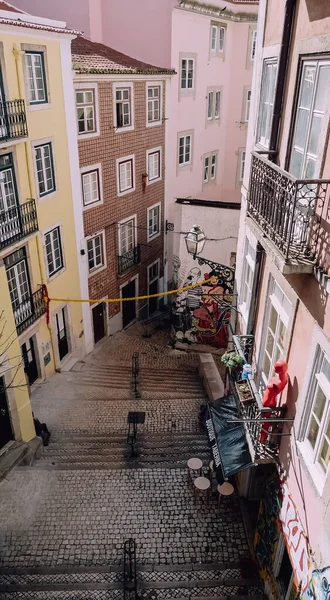 Lisbon Portugalsko Března 2020 Prázdné Úzké Uličky Historickém Starém Městě — Stock fotografie