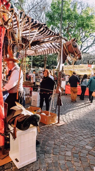 Buenos Aires Argentina Circa Octubre 2019 Personas Feria Dominical Mercadillo — Foto de Stock