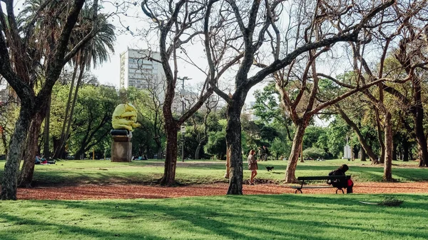 2019年10月10日 布宜诺斯艾利斯市中心巴勒莫社区的绿草公园 阳光明媚 — 图库照片