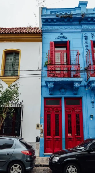 Buenos Aires Argentina Circa Październik 2019 Budynki Malowane Jasnoniebieskim Kolorem — Zdjęcie stockowe
