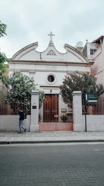 Cordoba Argentina Circa October 2019 Kis Katolikus Templom Fehér Homlokzattal — Stock Fotó