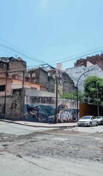 Cordoba Argentina Circa Oktober 2019 Inhägnad Byggarbetsplats Bland Moderna Byggnader — Stockfoto