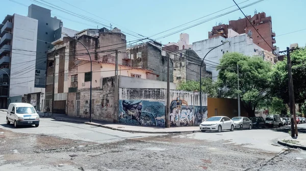 Cordoba Argentinien Circa Oktober 2019 Eingezäunte Baustelle Zwischen Modernen Gebäuden — Stockfoto