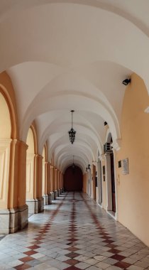 CORDOBA, ARGENTINA - CIRCA ECTOBER 2019: Arjantin Ulusal Bilimler Akademisi 'nde kemer ve galeri.