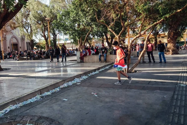 中美洲 2019年11月13日 蒙面抗议者举行大规模示威 反对政府 导致智利北部城市卡拉马的骚乱 — 图库照片