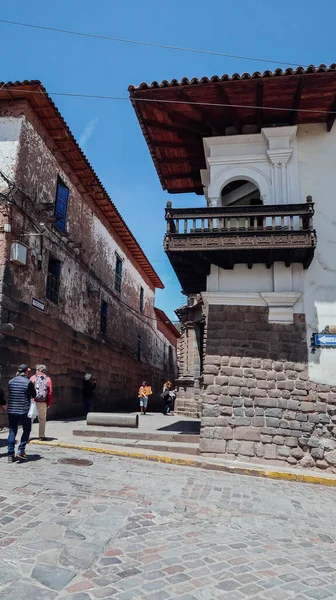 Cusco Peru Circa November 2019 Traditional Houses Wooden Balconies Narrow — Stock Photo, Image