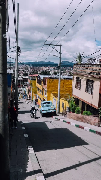 Bogota Colombia Circa November 2019 Straat Met Huizen Geschilderd Heldere — Stockfoto