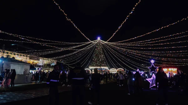 Bogota Colombia Circa December 2019 Festive Decorations Big Christmas Tree — Stock Photo, Image