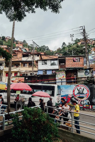 Medellin Colômbia Circa Janeiro 2020 Pobres Edifícios Rústicos Auto Construção — Fotografia de Stock