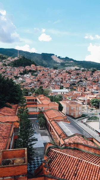 Medellin Colombia Circa January 2020 Air View Colorful Famous Favela — стокове фото
