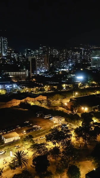 Medellin Colombia Circa Styczeń 2020 Widok Lotu Ptaka Nocne Miasto — Zdjęcie stockowe