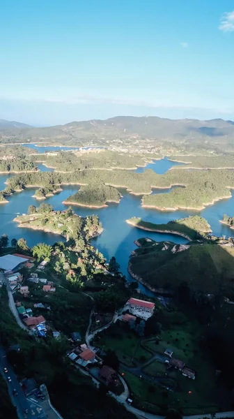 Guatape Colombia Circa Ιανουαριοσ 2020 Αεροφωτογραφία Διάσημων Τεχνητών Λιμνών Γαλάζια — Φωτογραφία Αρχείου