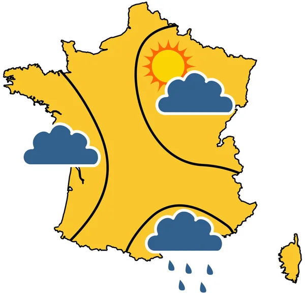 Mapa do tempo em França — Vetor de Stock