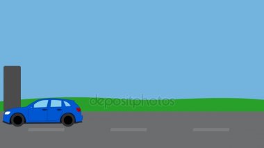 Araba yolda bir radar tarafından birkaç arka plan parladı.