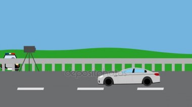 çok araba otoyolda bir radar tarafından birkaç arka plan parladı.