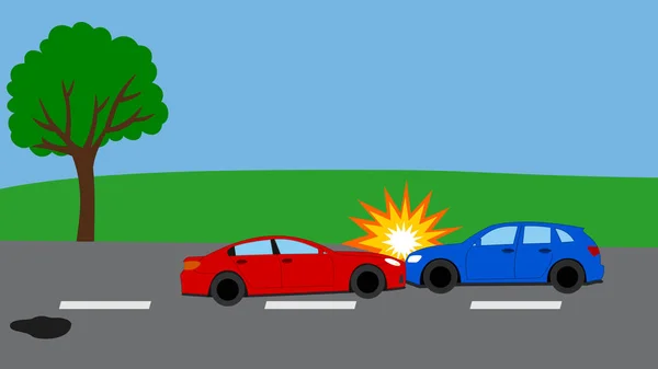 Wypadek samochodowy na drodze — Zdjęcie stockowe