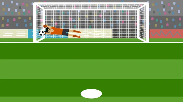 Penalty shot with goalkeeper at soccer — Stock Photo, Image