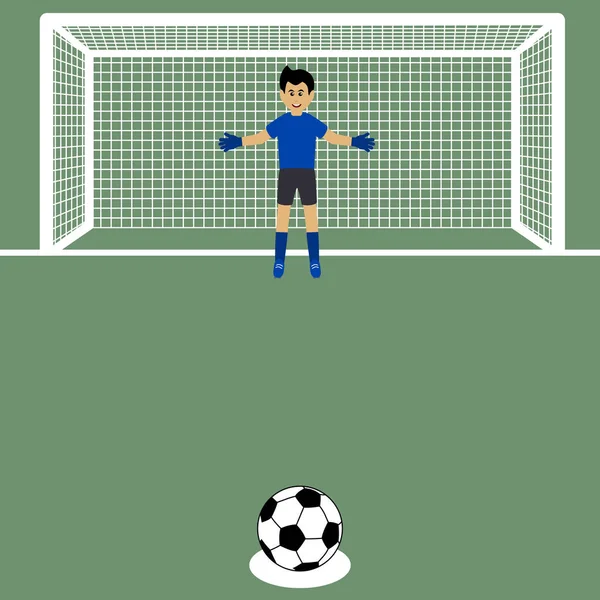 Straff beskjutna med målvakt fotboll — Stock vektor