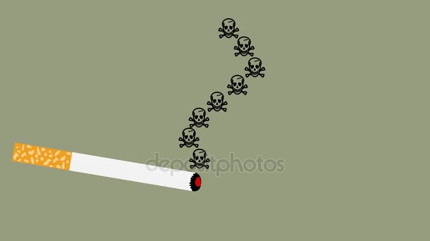Cigarett ger dödlig cancer - animering — Stockvideo
