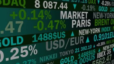 Borsa endeksi ve yeşil tonlu gerçek fiyatlar - animasyon